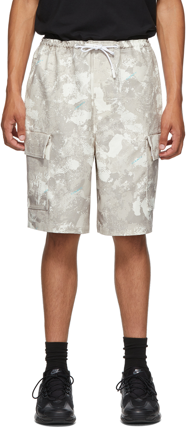 Beige Camou Cargo Shorts