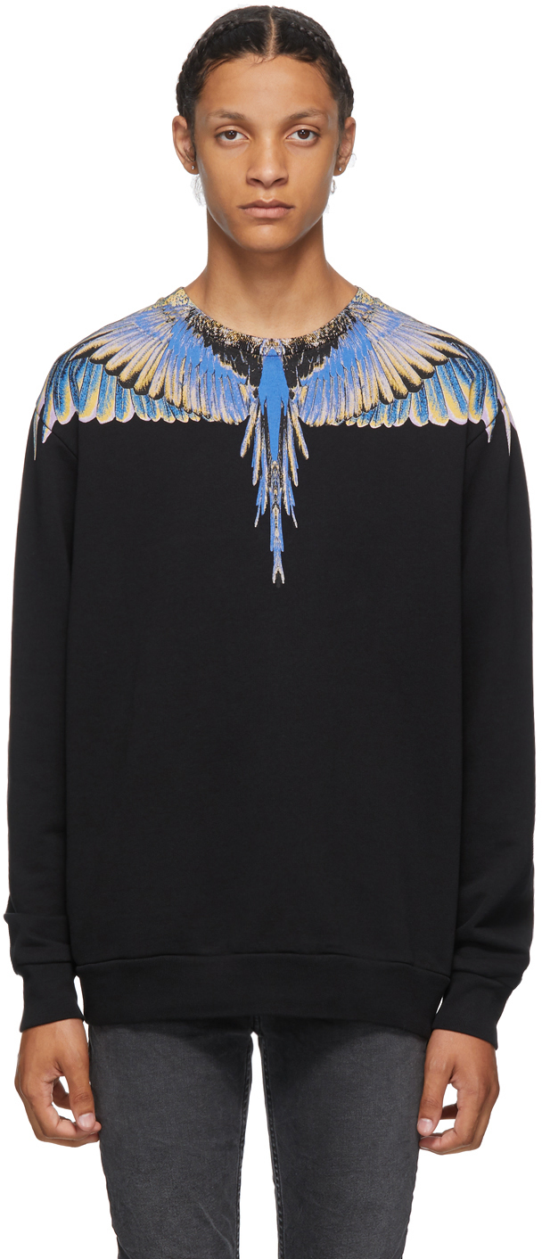 Marcelo Burlon County of Milan: Black & Blue Wings Sweatshirt | SSENSE