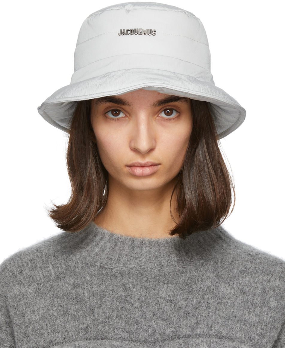 Jacquemus: Grey 'Le Bob Doudoune' Beach Hat | SSENSE