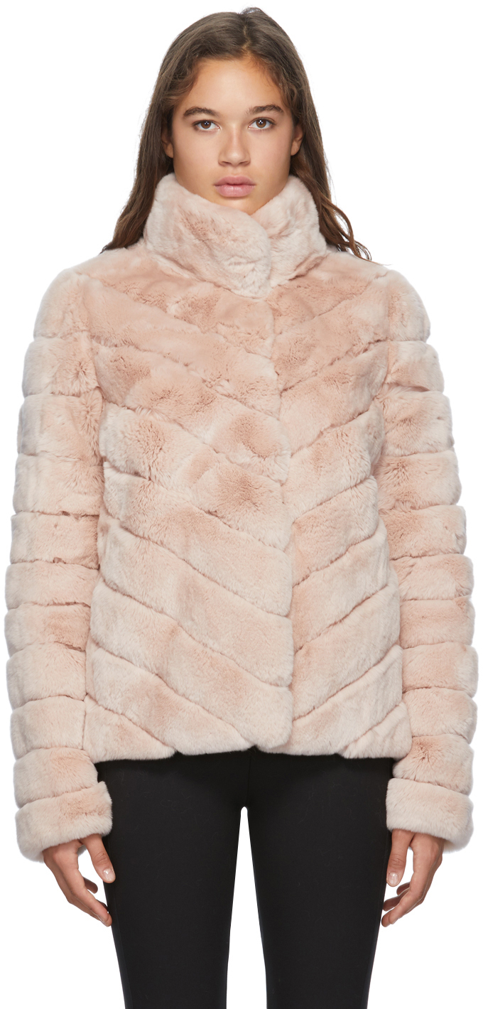 pink rabbit fur coat