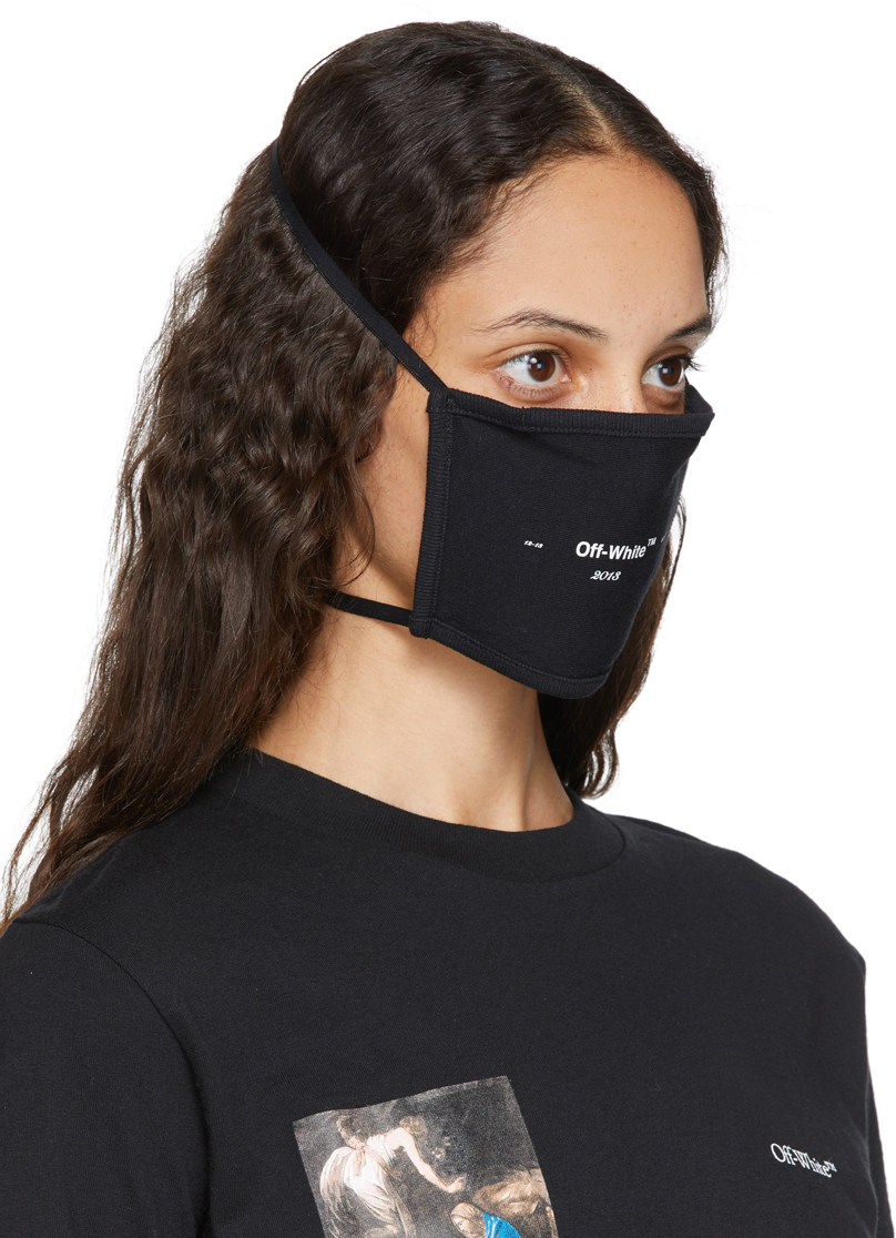 Off-white Black Logo Mask In Black/white