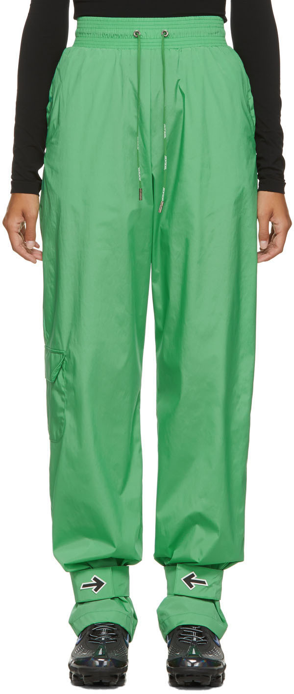 green nylon pants