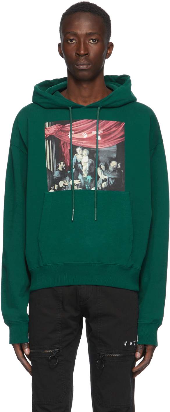off white neon green hoodie
