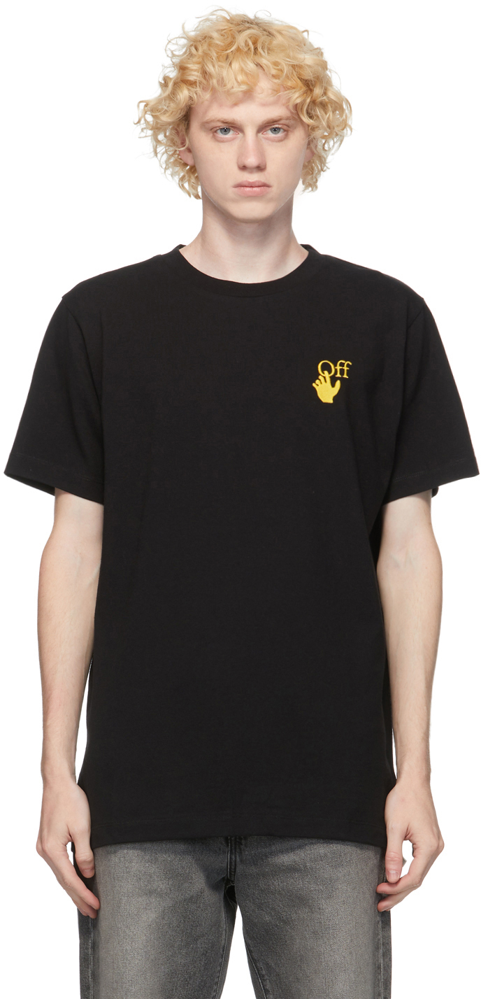 off white black and yellow t shirt