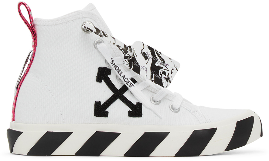 White 
Black Vulcanized Mid-Top Sneakers