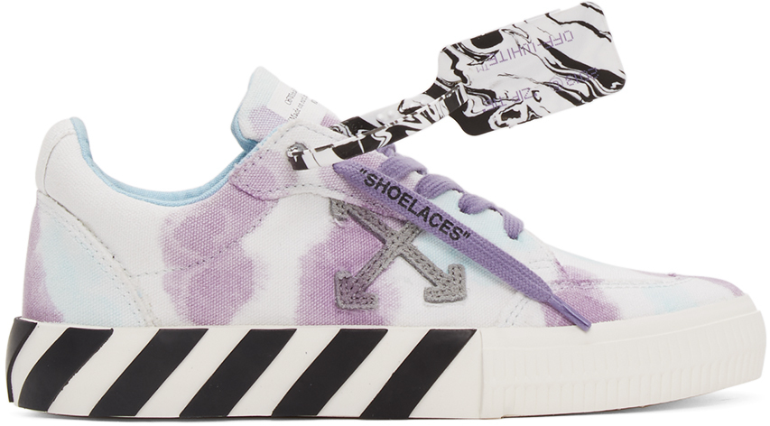 White \u0026 Purple Vulcanized Low Sneakers 