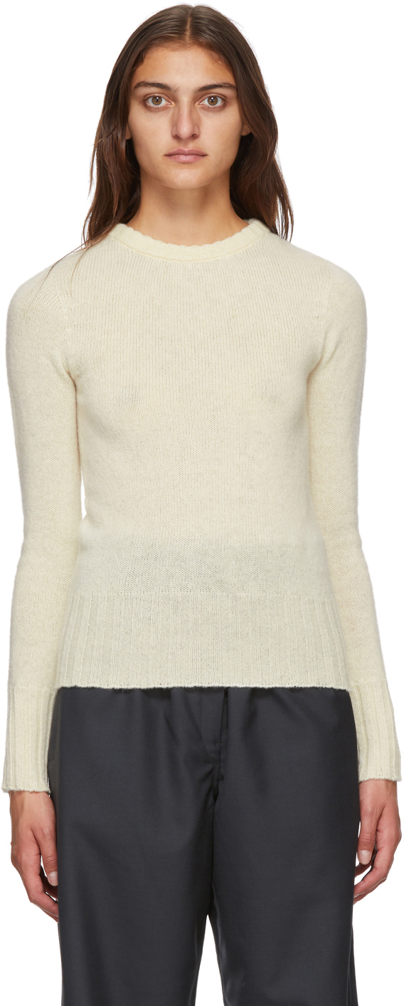 LEMAIRE: Off-White Wool Fitted Sweater | SSENSE