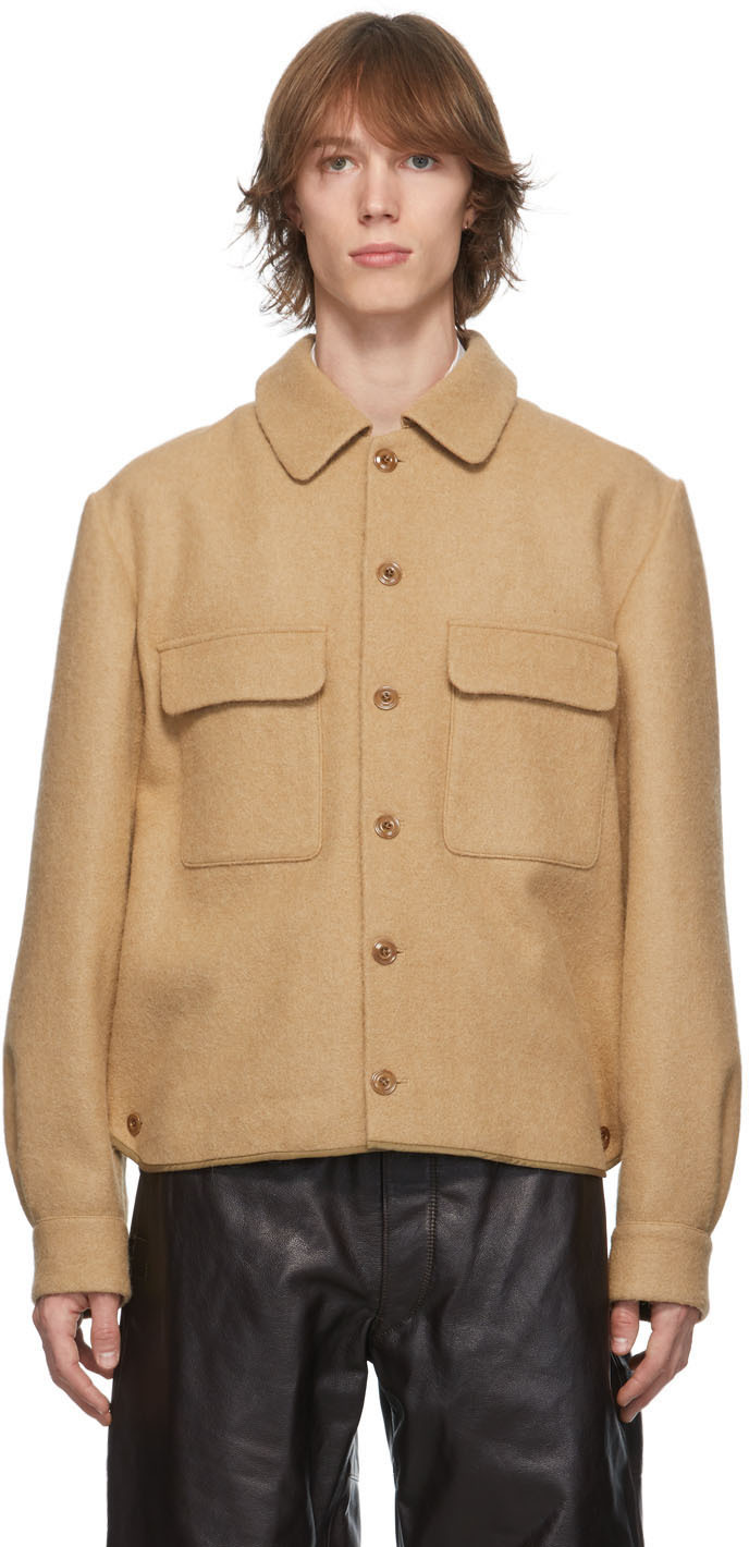 LEMAIRE: Beige Boxy Overshirt Jacket | SSENSE