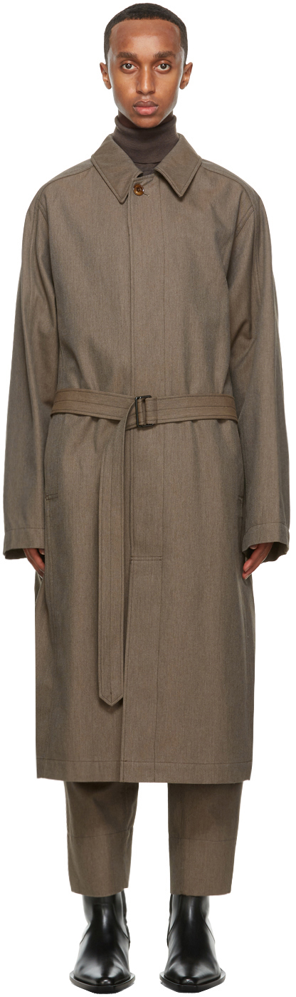 LEMAIRE: Brown Wool Military Trench Coat | SSENSE