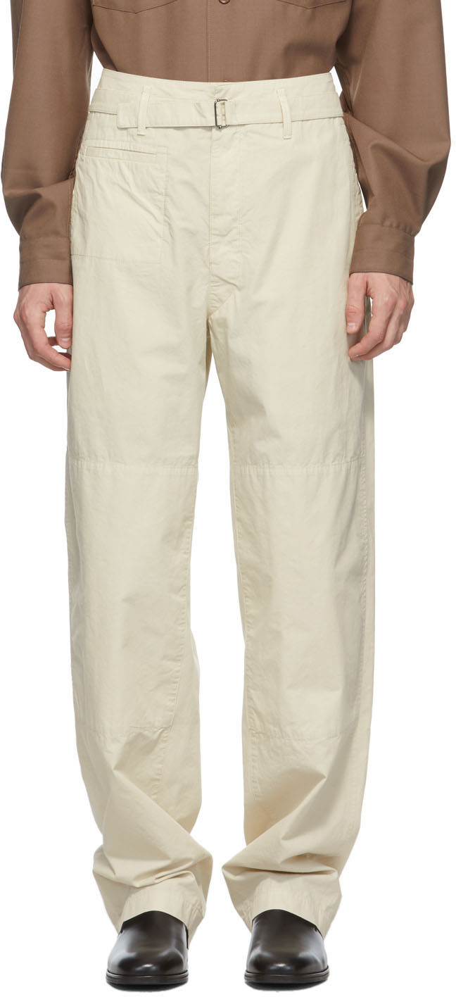 Off-White Military Trousers by LEMAIRE on Sale