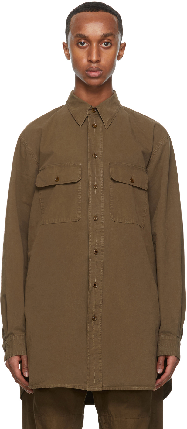 LEMAIRE: Brown Denim Military Shirt | SSENSE