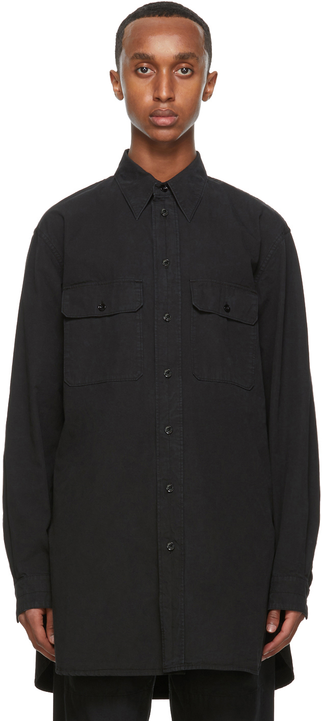 Black Denim Military Shirt by Lemaire on Sale