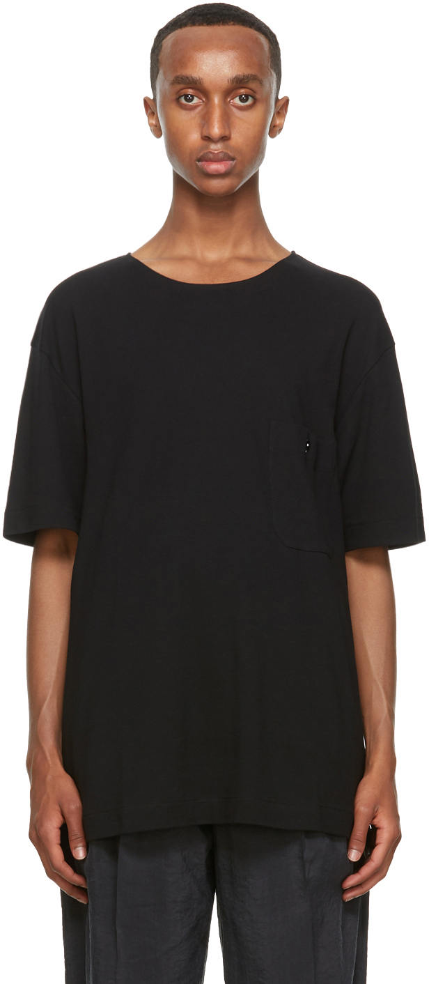 LEMAIRE: Black Crepe Jersey T-Shirt | SSENSE UK