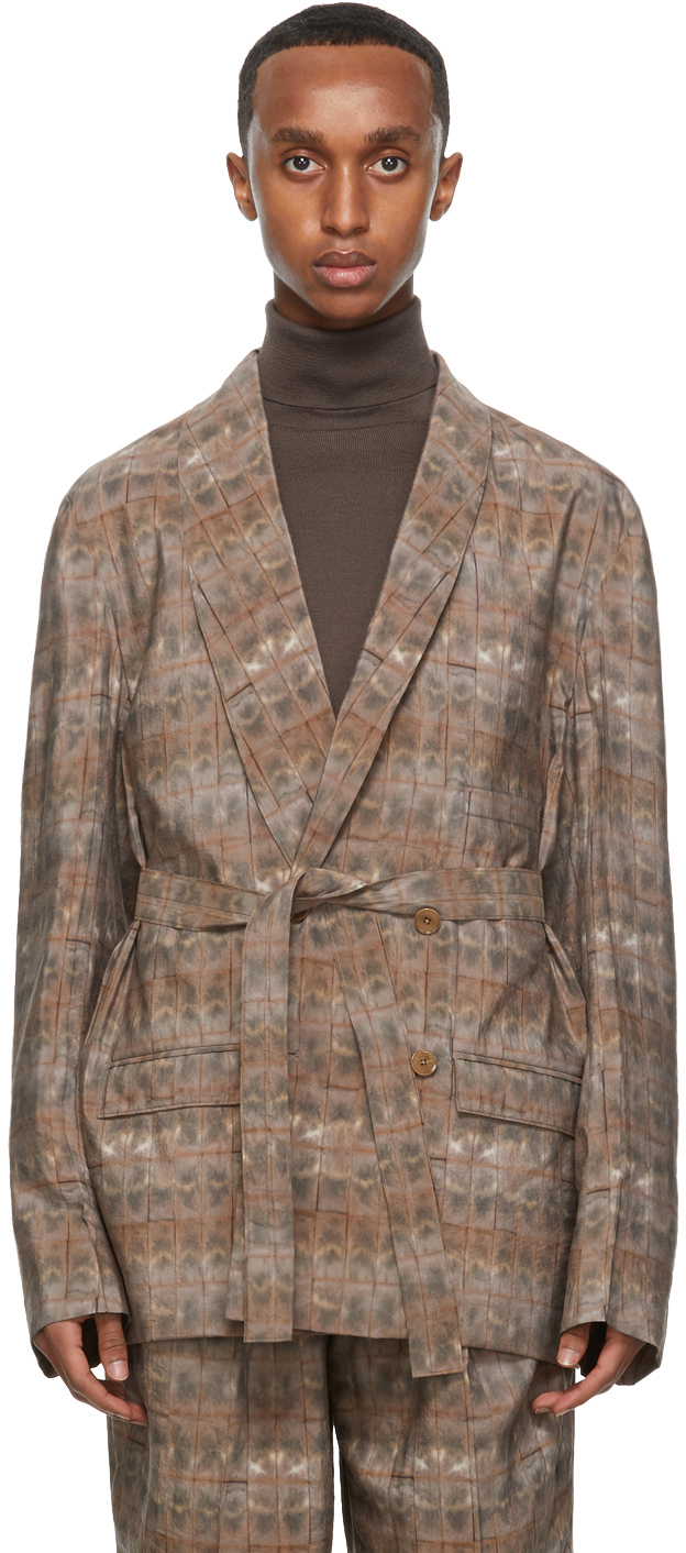 printed silk blazer