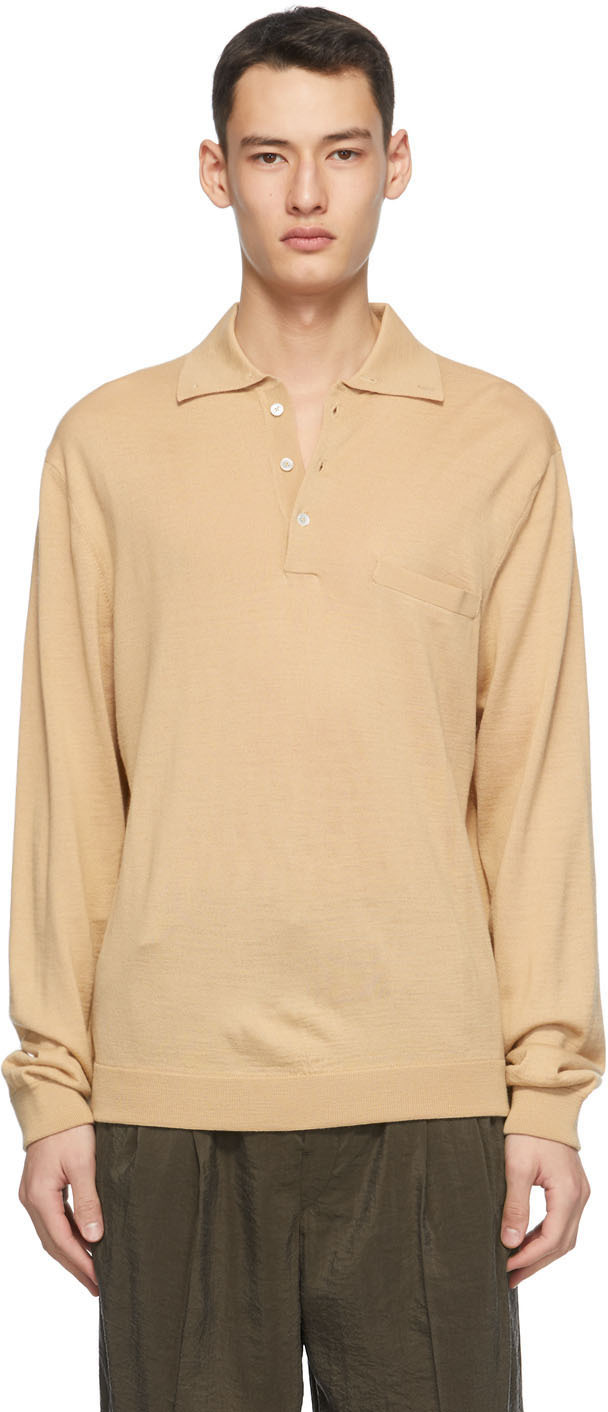 Lemaire Beige Wool Long Sleeve Polo