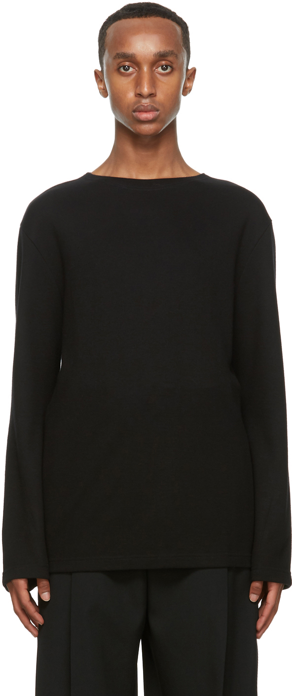 Lemaire Black Wool Long Sleeve T-Shirt