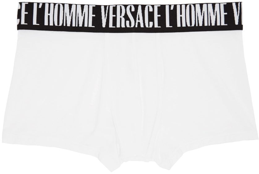 Versace Underwear: White & Black Modal Boxer Briefs | SSENSE