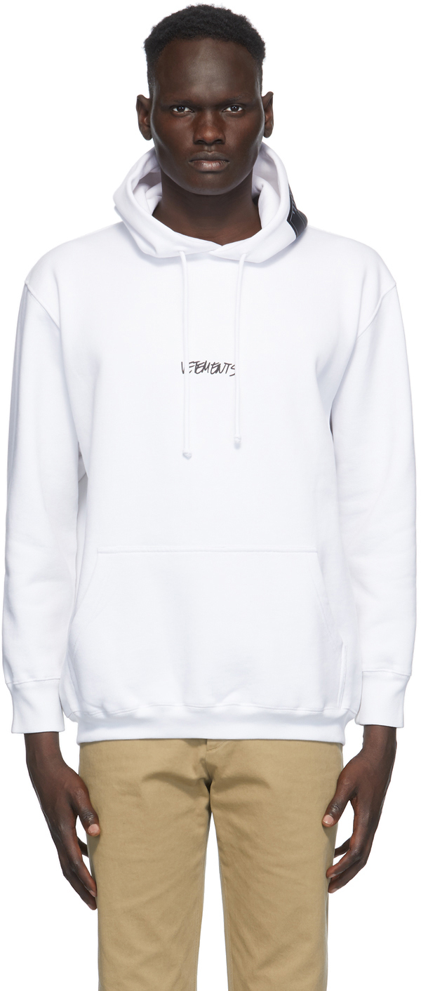 White Written Logo Hoodie