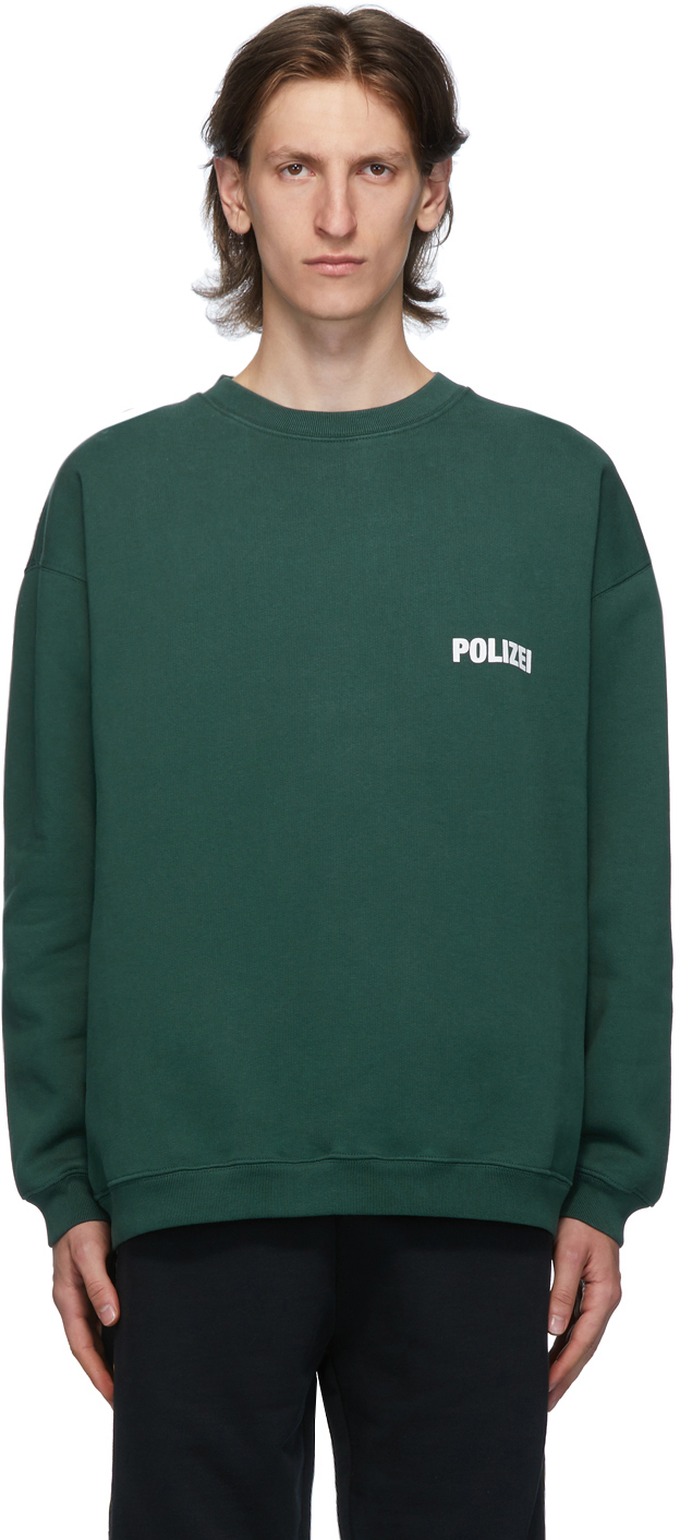 VETEMENTS: Green 'Polizei' Sweatshirt 
