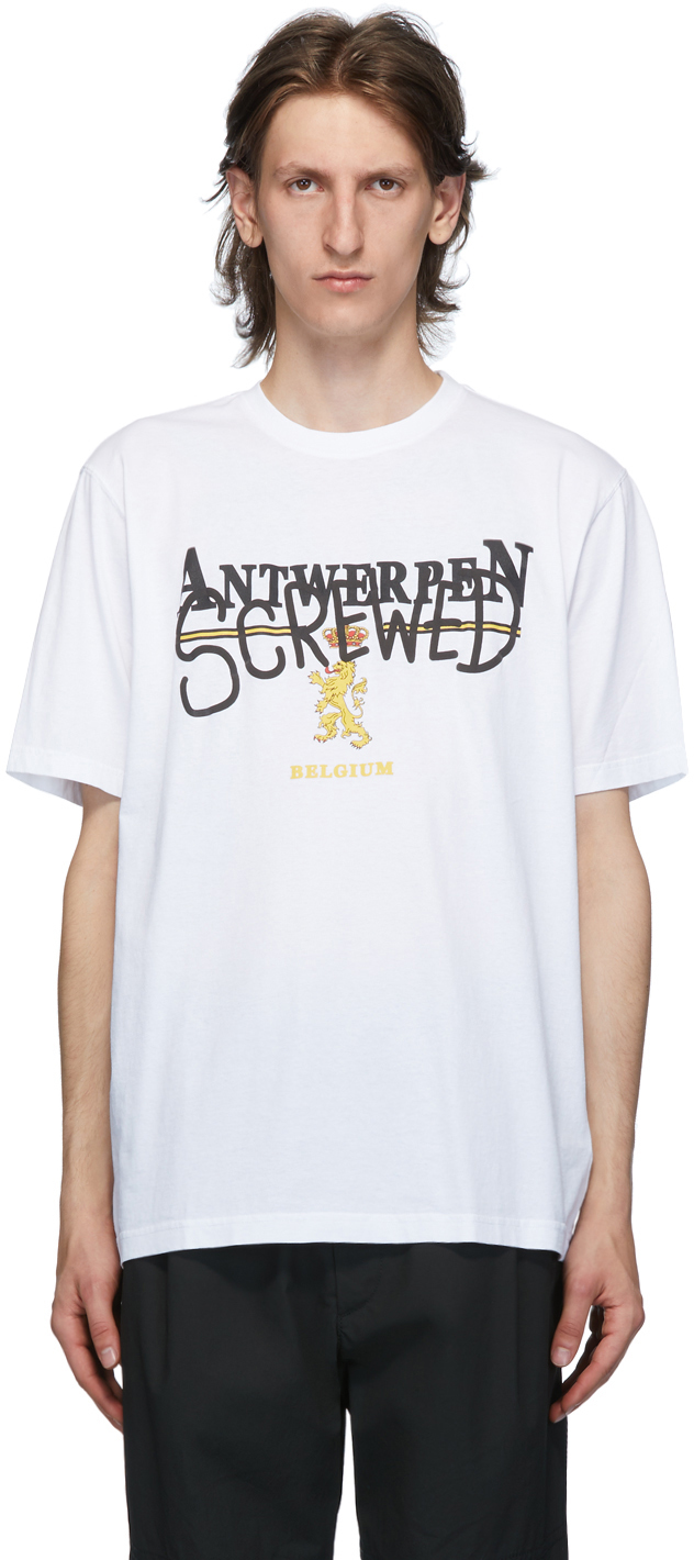 VETEMENTS: White 'Antwerpen Screwed' T-Shirt | SSENSE