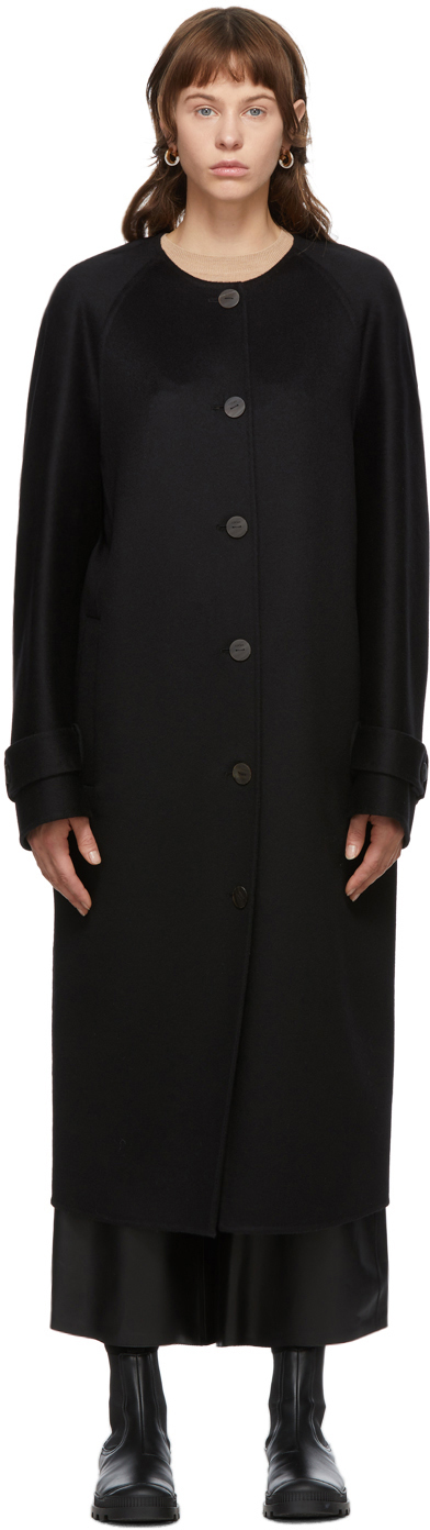 Loewe Black Wool & Cashmere Raglan Coat