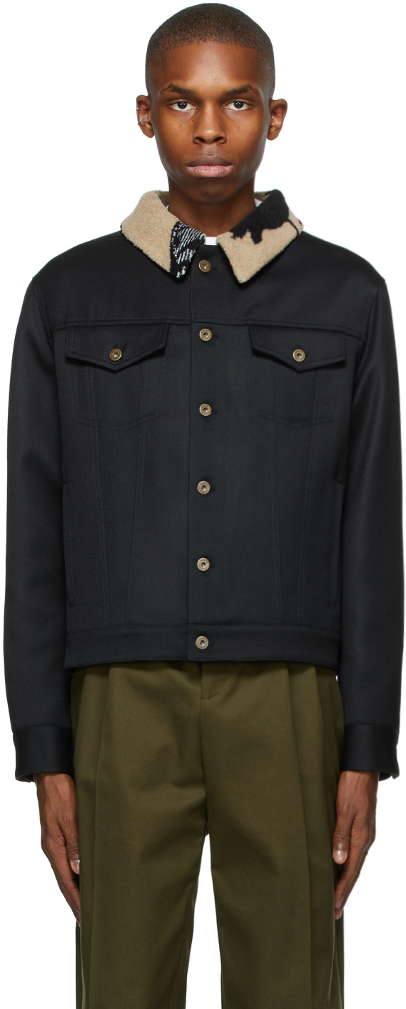 Loewe: Black Wool Denim Jacket | SSENSE