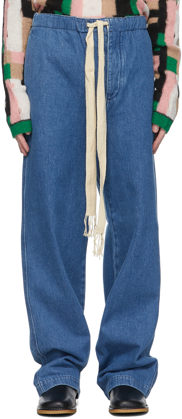 Loewe: Blue Drawstring Jeans | SSENSE