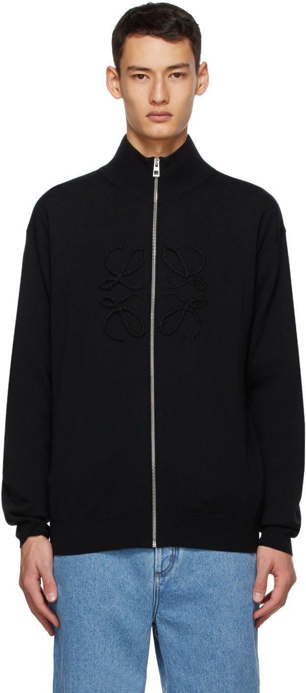 Loewe: Black Cashmere Anagram Stitch Sweater | SSENSE
