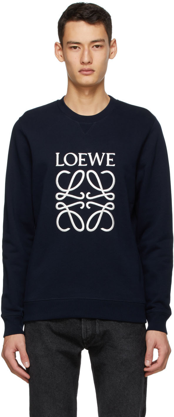 Loewe: ネイビー アナグラム エンブロイダリー スウェットシャツ 