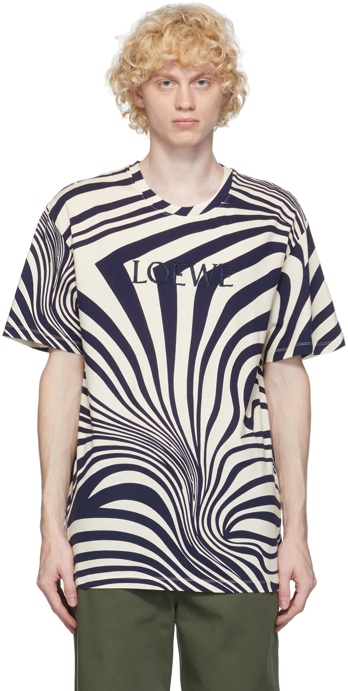 Loewe: Off-White & Navy Psychedelic T-Shirt | SSENSE
