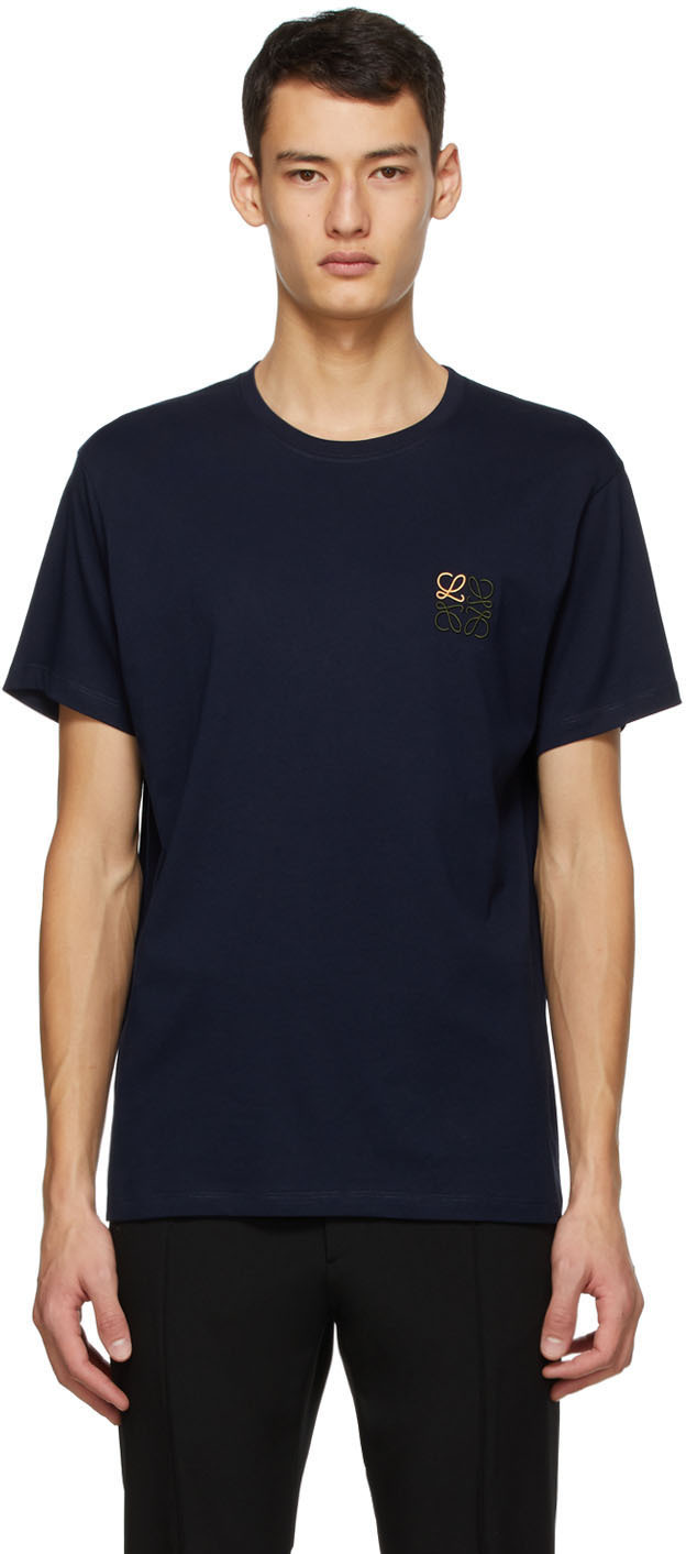 Loewe Navy Anagram Embroidered T-Shirt