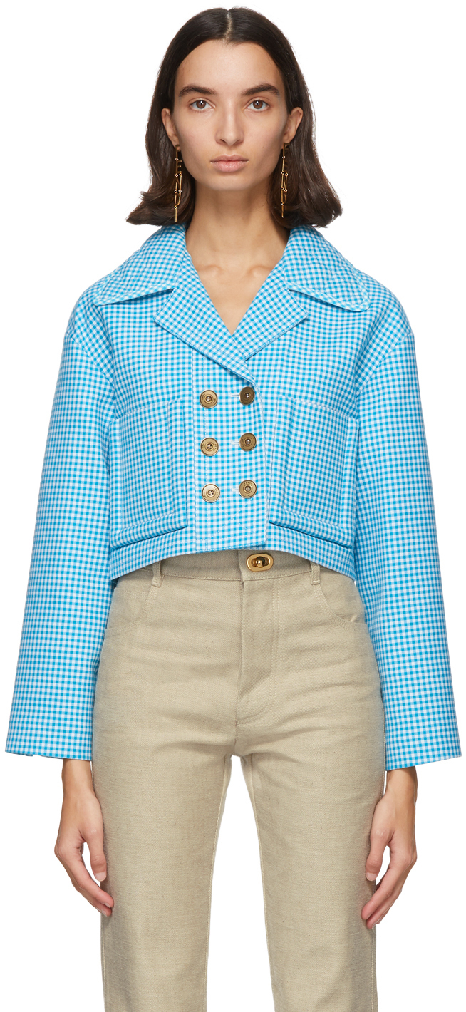 Blue & White Wool Vichy Jacket