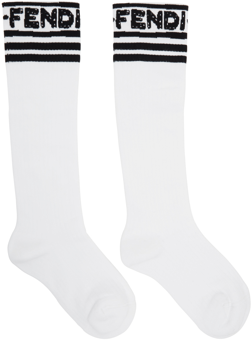 Fendi: Black & White Joshua Vides Edition Terry Socks | SSENSE