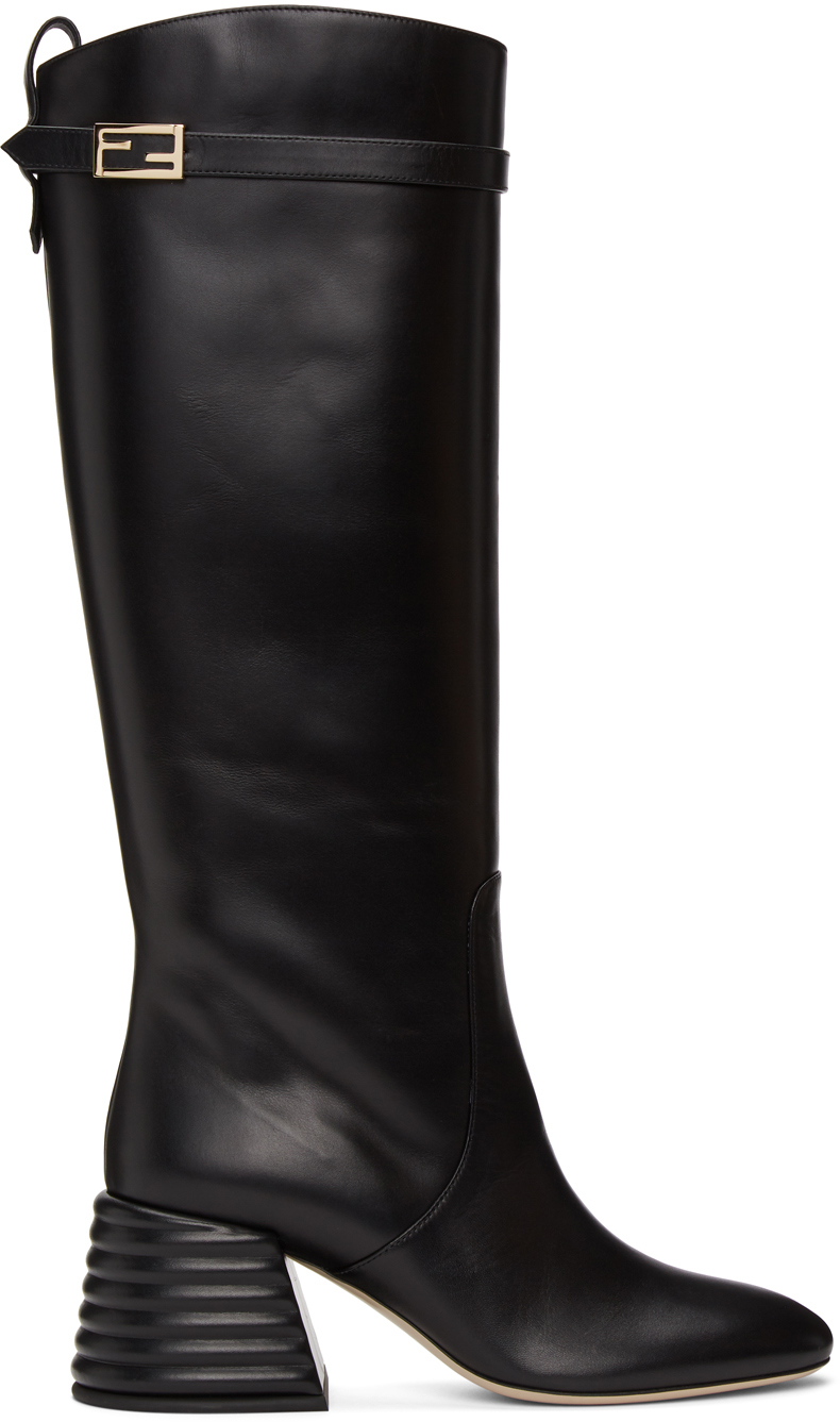 Fendi: Black Promenade Tall Boots | SSENSE