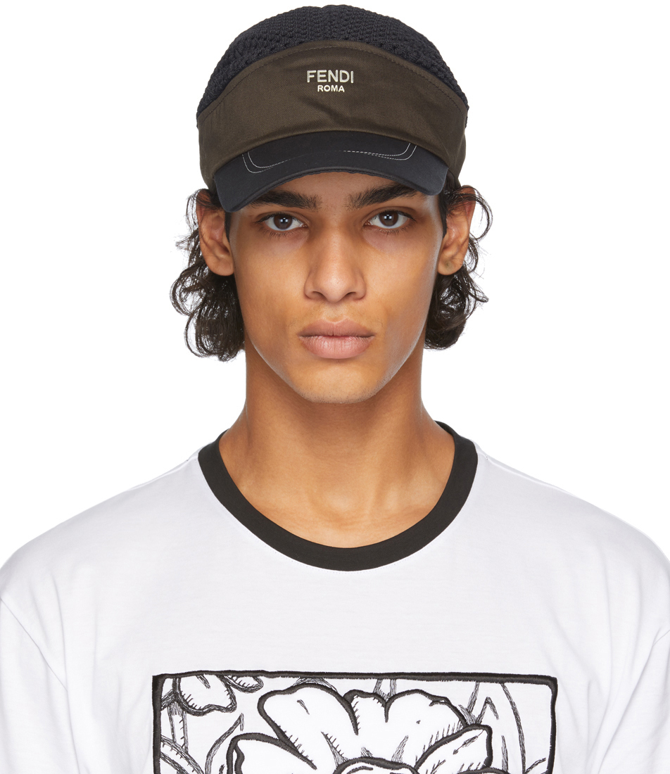 Fendi: Black & Brown Two-Mode Cap | SSENSE Canada