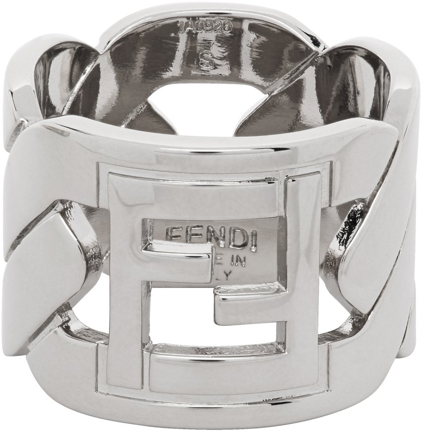 Fendi Silver 'Forever Fendi' Chain Ring