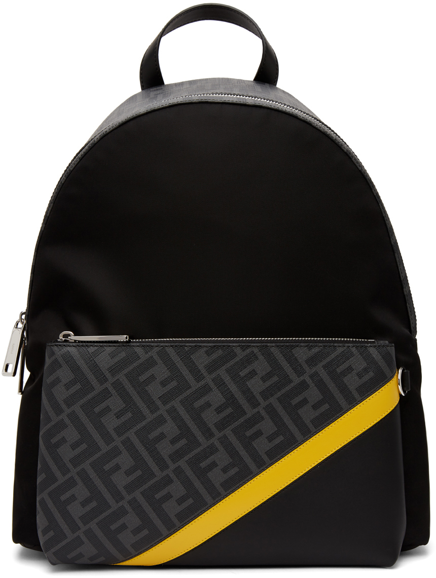 Fendi Black Yellow Forever Fendi Backpack 202693M166142