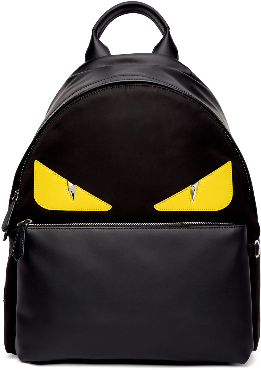 Fendi Black Yellow Bag Bugs Backpack 202693M166146