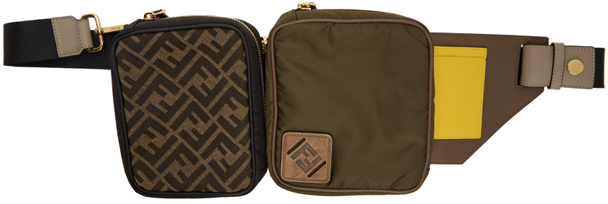 Fendi Green & Black Canvas Multi Pouch 'Forever Fendi' Belt Bag