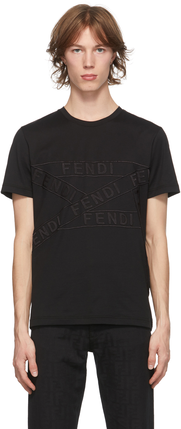 Fendi Black Logo Tape T-Shirt