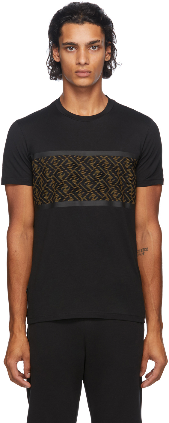 Fendi: Black 'Forever Fendi' Mesh T-Shirt | SSENSE