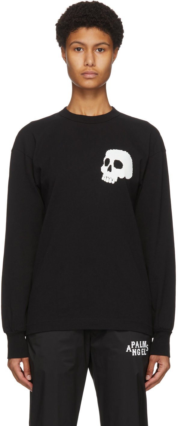 Palm Angels Black Skull Long Sleeve T-Shirt