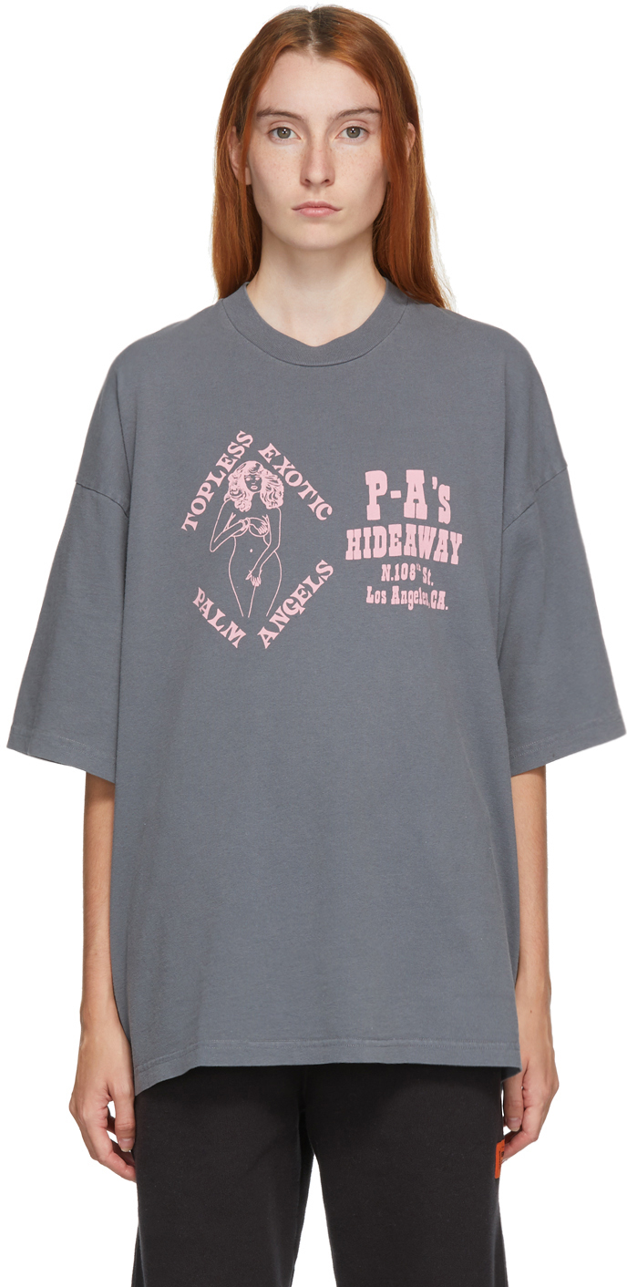 Palm Angels Grey Exotic Club Over T-Shirt