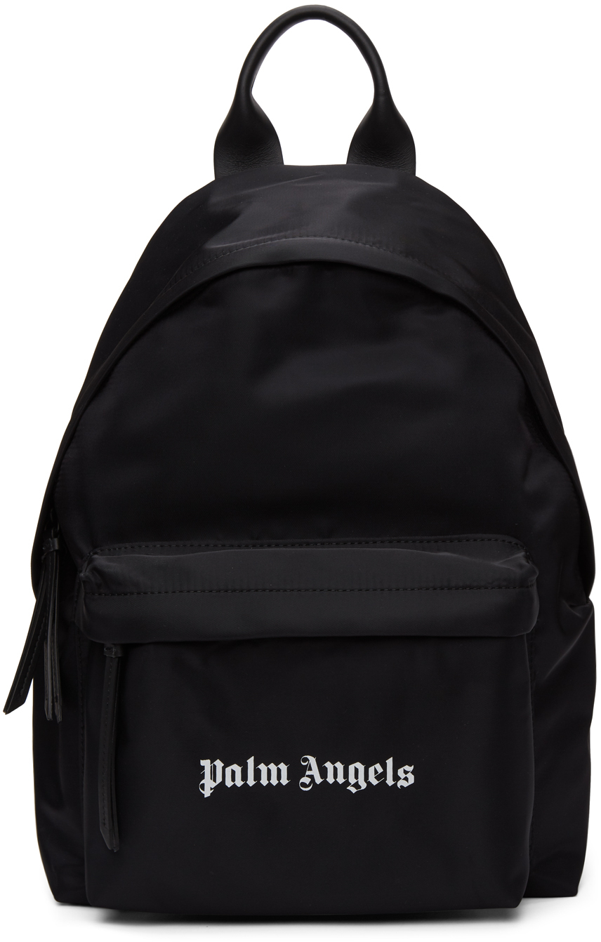 Palm Angels: Black Nylon Logo Backpack | SSENSE