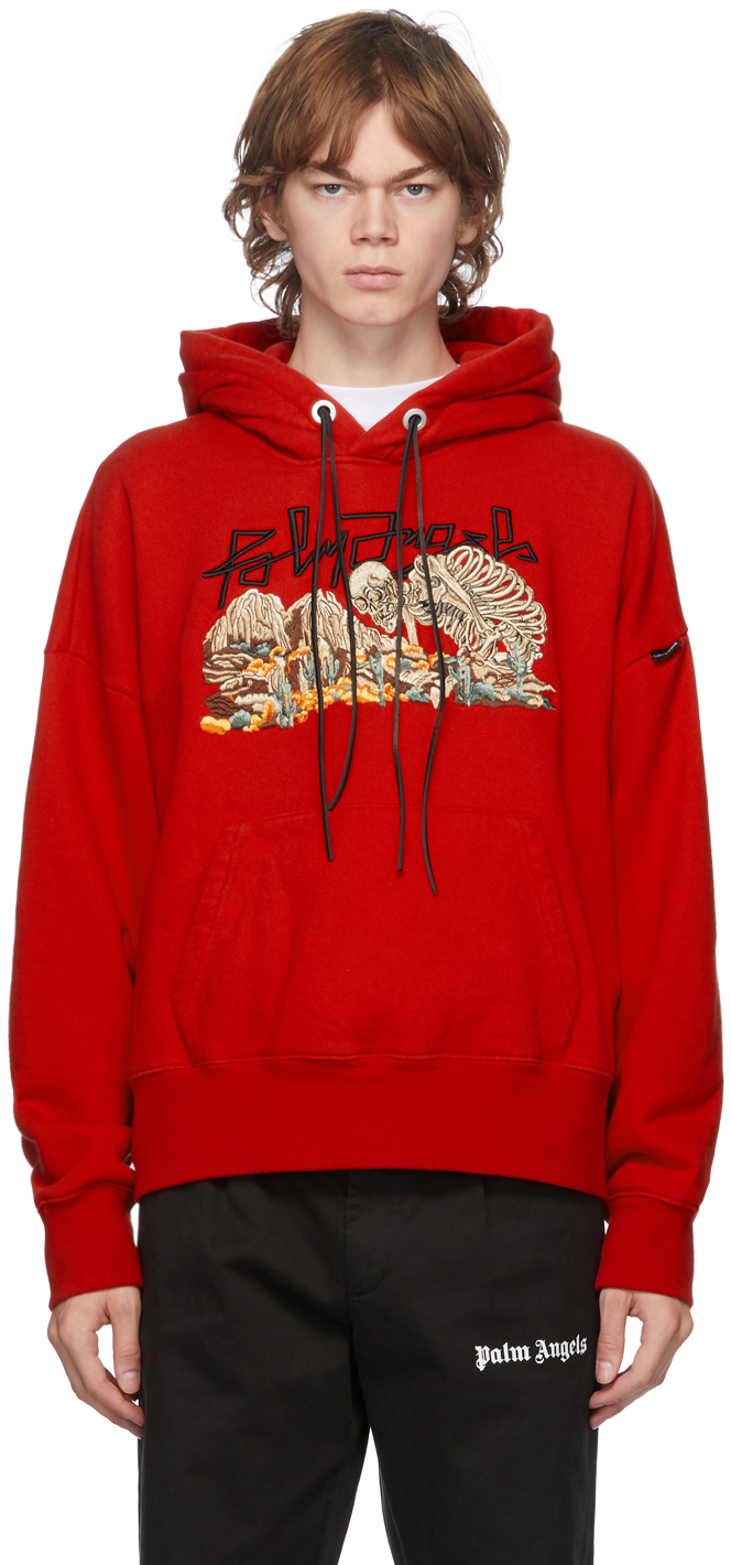 Palm Angels: Red Desert Skull Hoodie | SSENSE