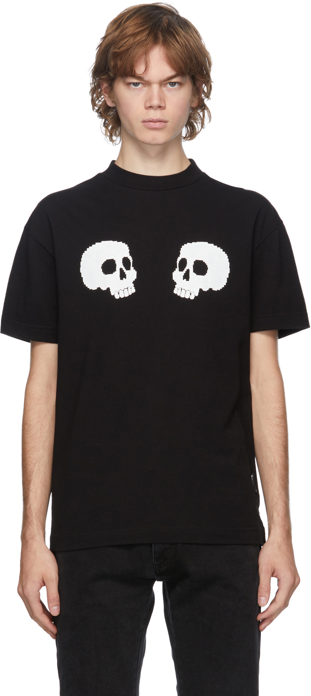 Palm Angels: Black Skulls T-Shirt | SSENSE