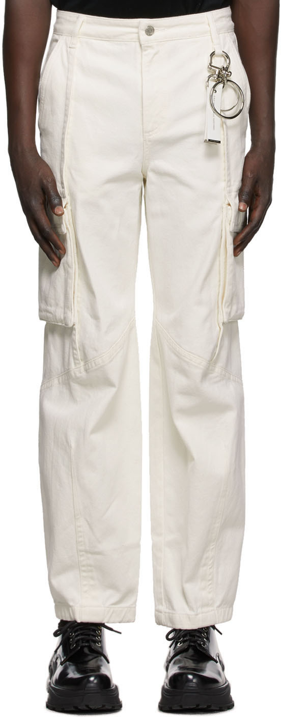white denim cargo pants