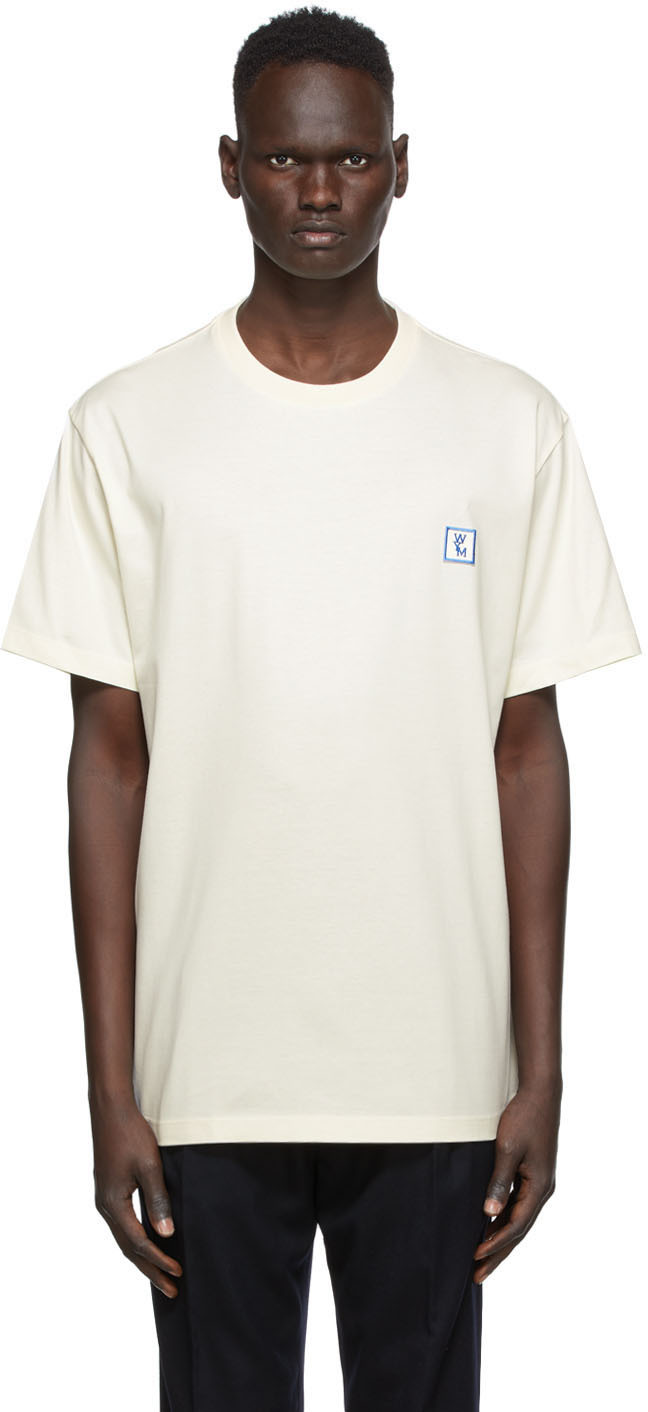 Wooyoungmi: Off-White Fuzzy Logo T-Shirt | SSENSE