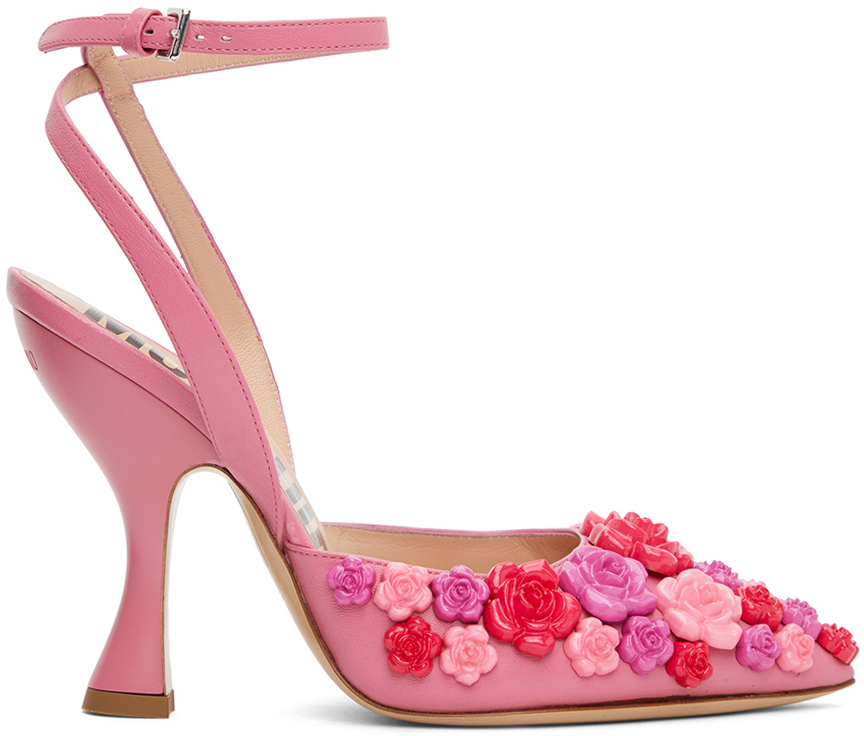 pink flower heels