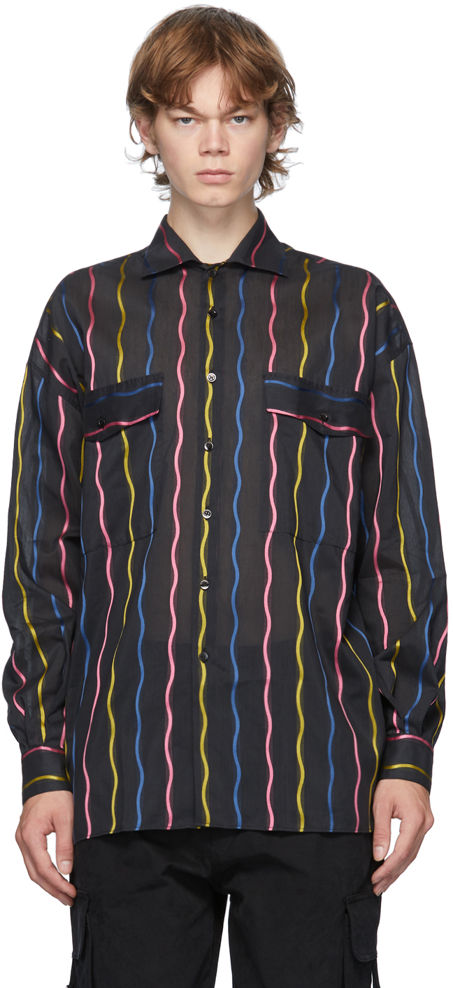 Moschino: Black Stripe Fantasy Shirt 
